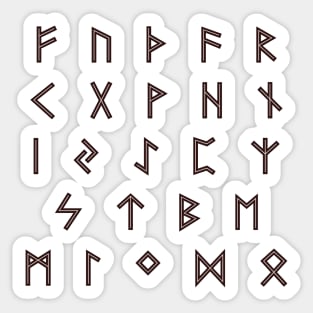 Futhark Rune Alphabet Stickers in Burnt Wood and Inlaid Bone Sticker